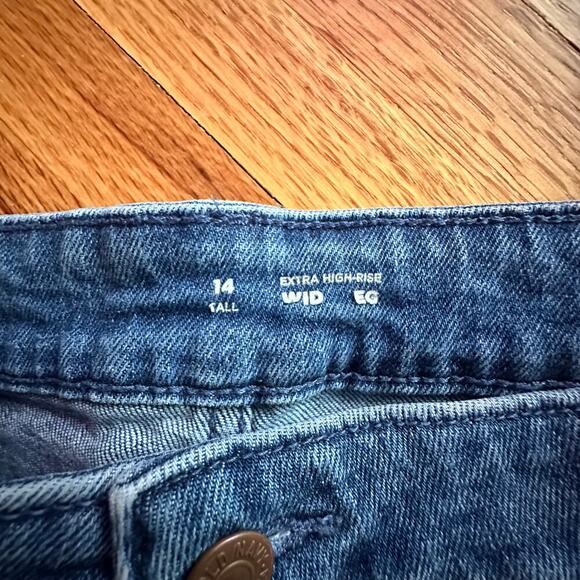 Extra High-Rise Wide Leg Blue Denim Jeans Boho Retro Size 14 - Picture 2 of 8